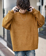 オーバーサイズシャギーニットセーター/クルーネック長袖プルオーバー 14549