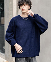 オーバーサイズシャギーニットセーター/クルーネック長袖プルオーバー 14549