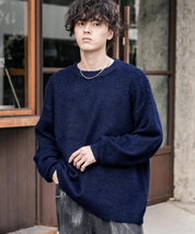 オーバーサイズシャギーニットセーター/クルーネック長袖プルオーバー 14549