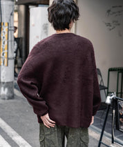 オーバーサイズシャギーニットセーター/クルーネック長袖プルオーバー 14549
