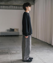 オーバーサイズ畦編みクルーネック長袖ニットセーター 14552