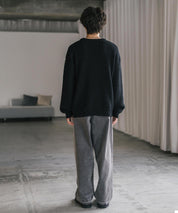 オーバーサイズ畦編みクルーネック長袖ニットセーター 14552