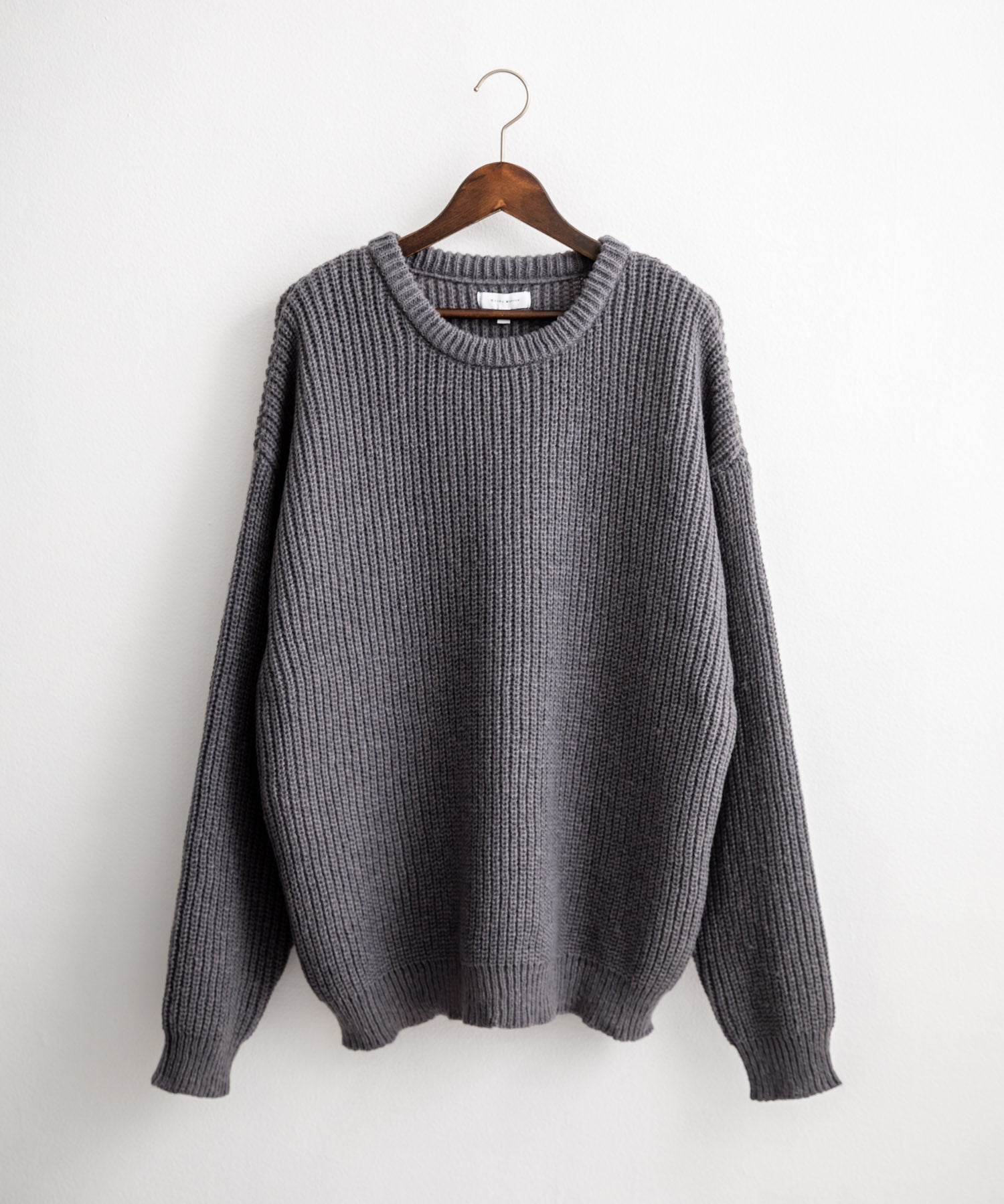 オーバーサイズ畦編みクルーネック長袖ニットセーター 14552