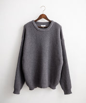 オーバーサイズ畦編みクルーネック長袖ニットセーター 14552