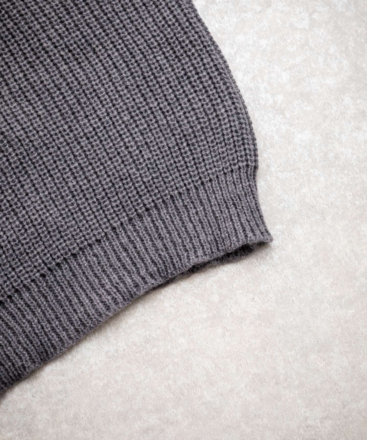 オーバーサイズ畦編みクルーネック長袖ニットセーター 14552