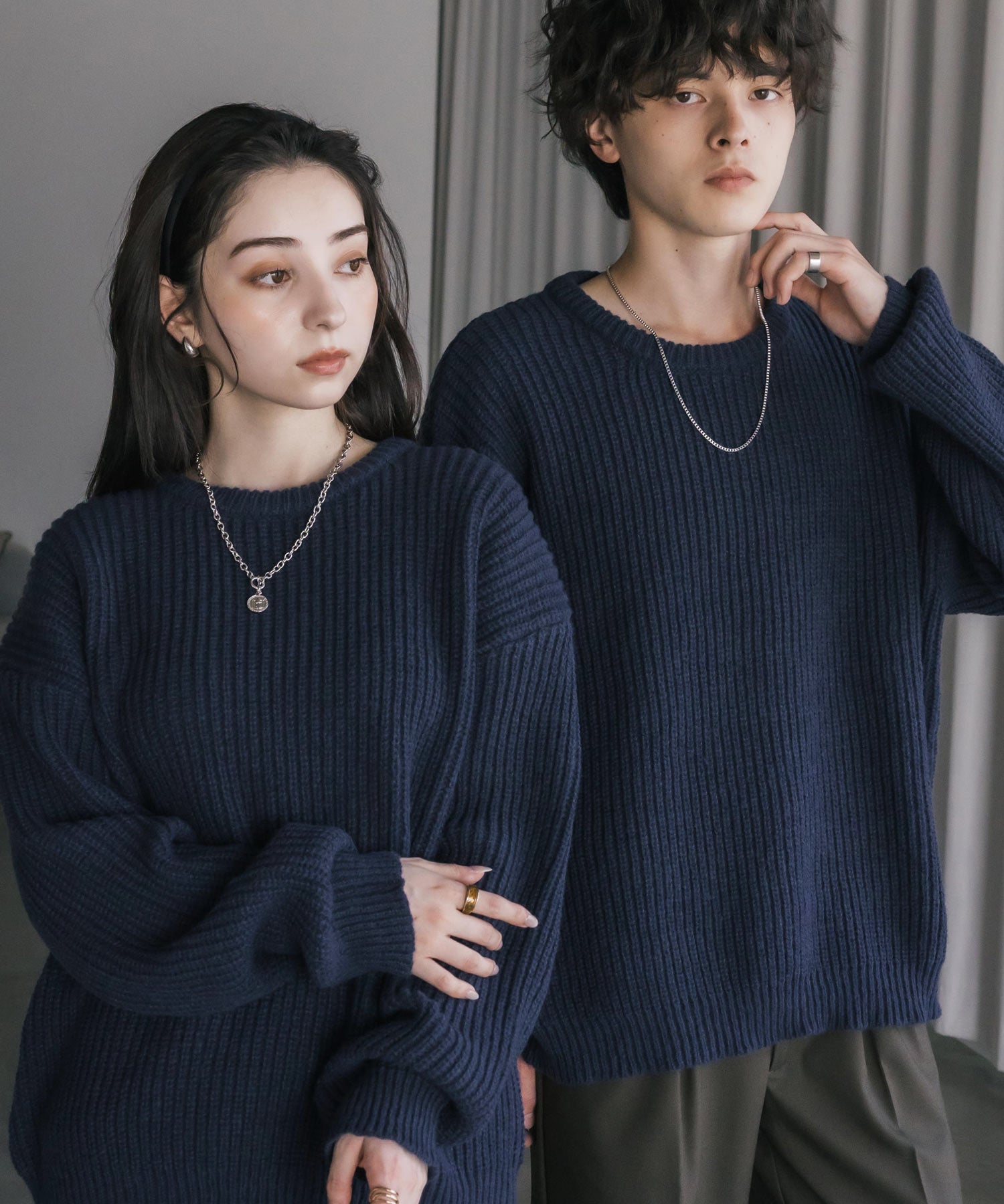 オーバーサイズ畦編みクルーネック長袖ニットセーター 14552 – Rocky