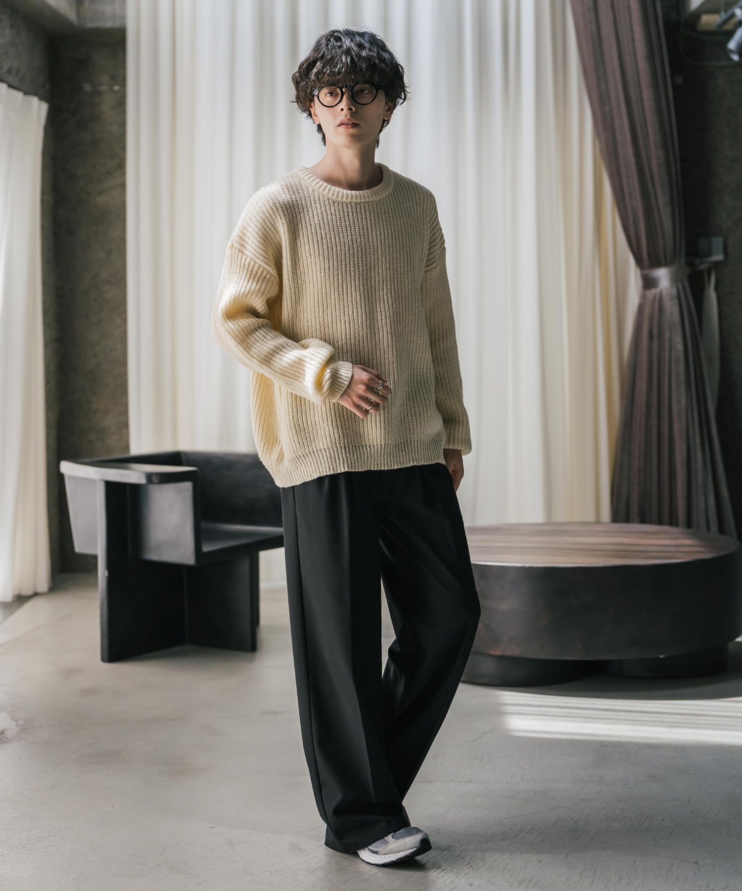 オーバーサイズ畦編みクルーネック長袖ニットセーター 14552 – Rocky