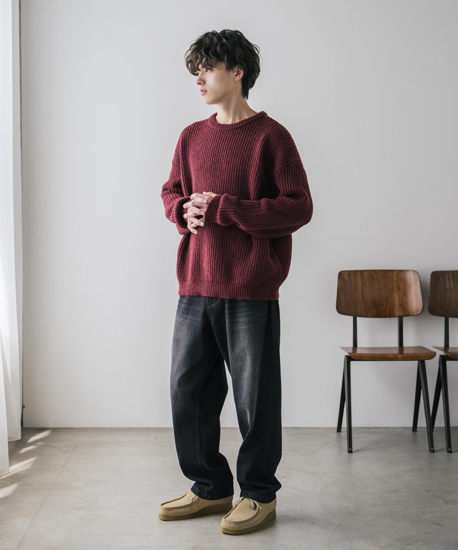 オーバーサイズ畦編みクルーネック長袖ニットセーター 14552 – Rocky