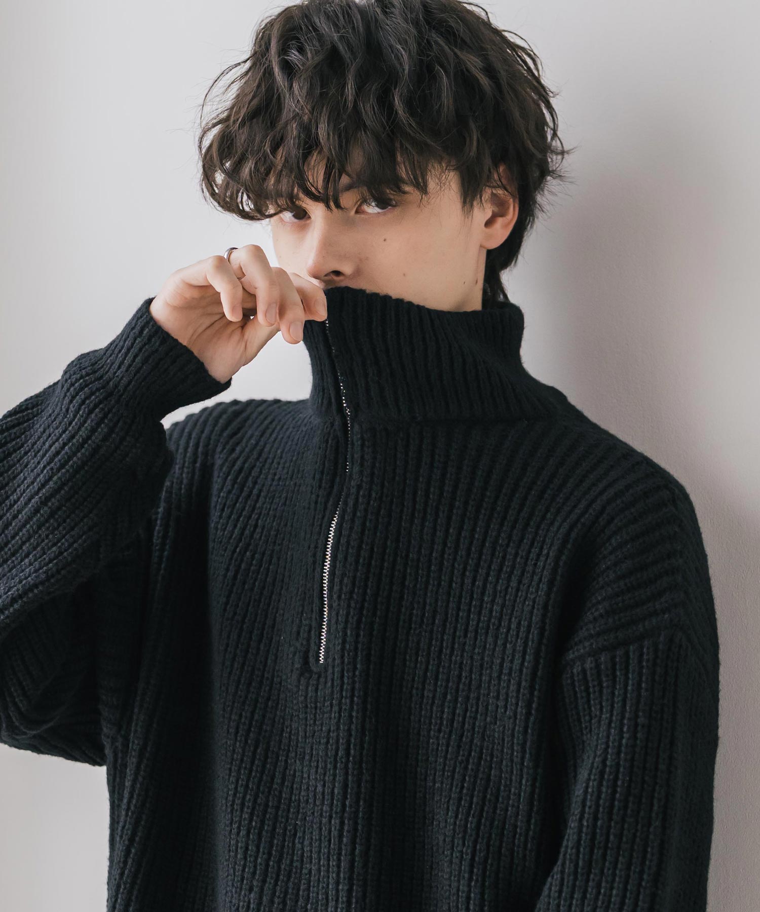 オーバーサイズ畦編みハーフジップニットセーター 14553 – Rocky Monroe