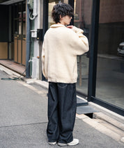 オーバーサイズ畦編みハーフジップニットセーター 14553