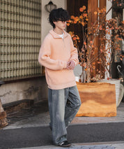 新色追加 オーバーサイズ畦編みハーフジップニットセーター 14553