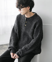 新色追加 オーバーサイズ畦編みヘンリーネックニットセーター	 14554