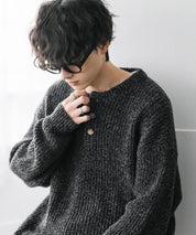 新色追加 オーバーサイズ畦編みヘンリーネックニットセーター	 14554