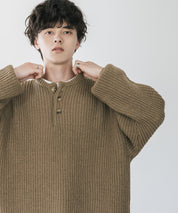 新色追加 オーバーサイズ畦編みヘンリーネックニットセーター	 14554