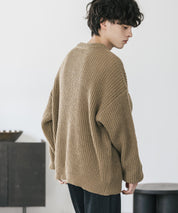 新色追加 オーバーサイズ畦編みヘンリーネックニットセーター	 14554