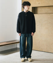 新色追加 オーバーサイズ畦編みヘンリーネックニットセーター	 14554