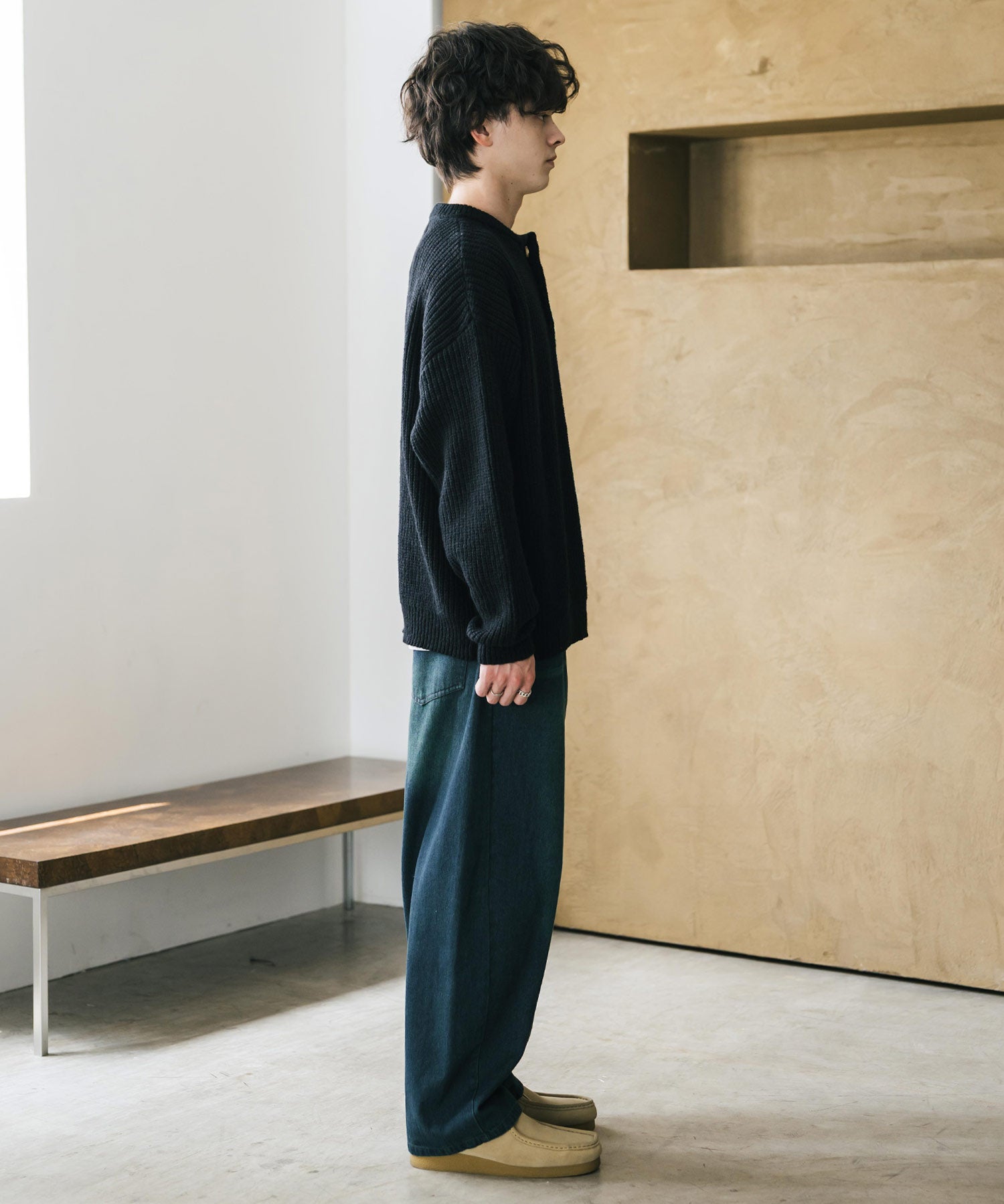 新色追加 オーバーサイズ畦編みヘンリーネックニットセーター	 14554