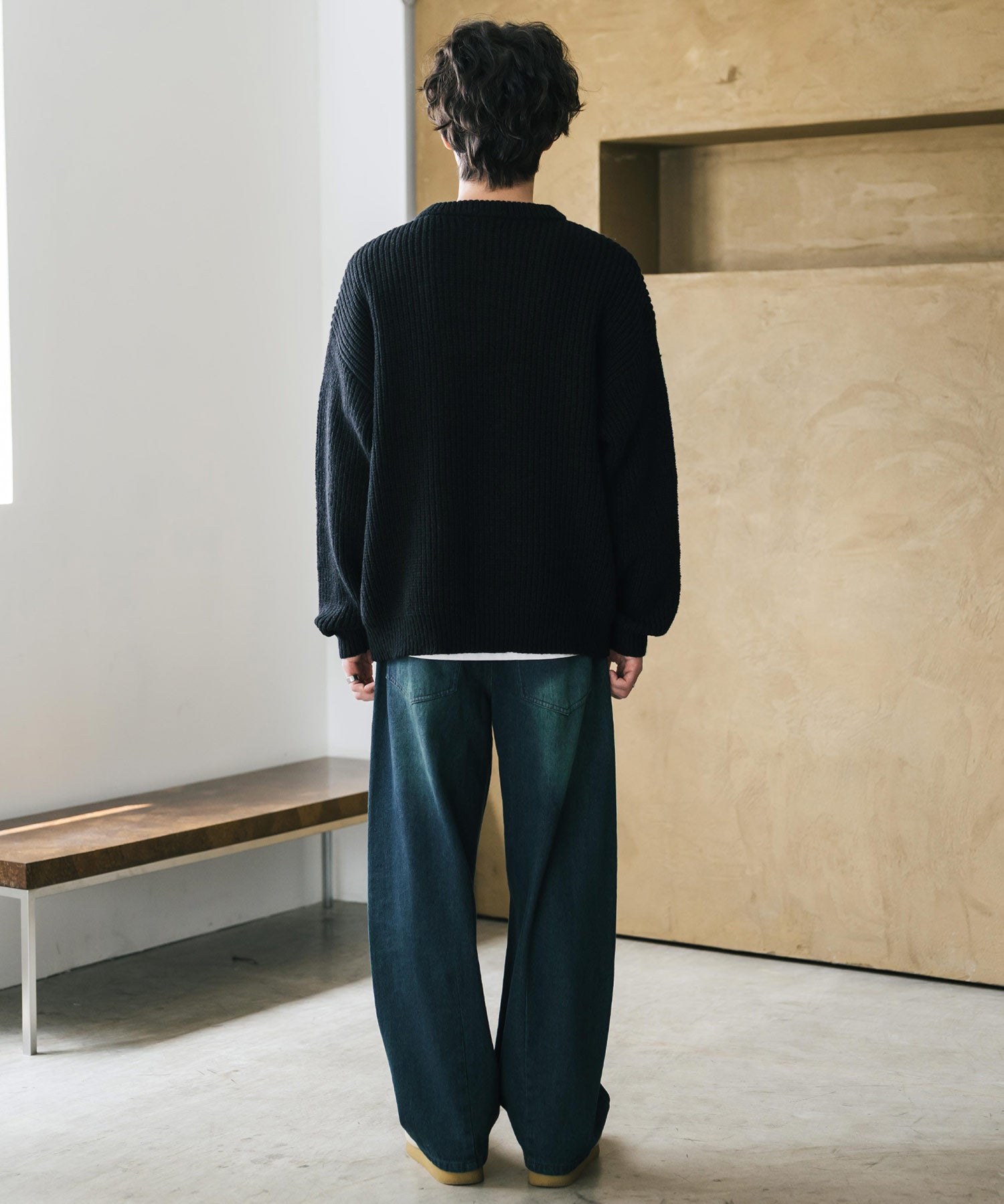 新色追加 オーバーサイズ畦編みヘンリーネックニットセーター	 14554