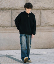 新色追加 オーバーサイズ畦編みヘンリーネックニットセーター	 14554