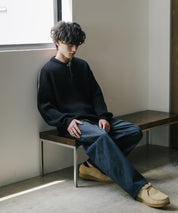 新色追加 オーバーサイズ畦編みヘンリーネックニットセーター	 14554