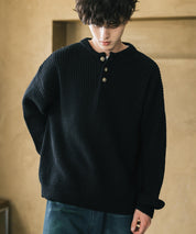 新色追加 オーバーサイズ畦編みヘンリーネックニットセーター	 14554