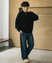 新色追加 オーバーサイズ畦編みヘンリーネックニットセーター	 14554