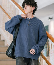 新色追加 オーバーサイズ畦編みヘンリーネックニットセーター	 14554
