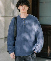 新色追加 オーバーサイズ畦編みヘンリーネックニットセーター	 14554