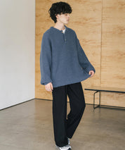 新色追加 オーバーサイズ畦編みヘンリーネックニットセーター	 14554