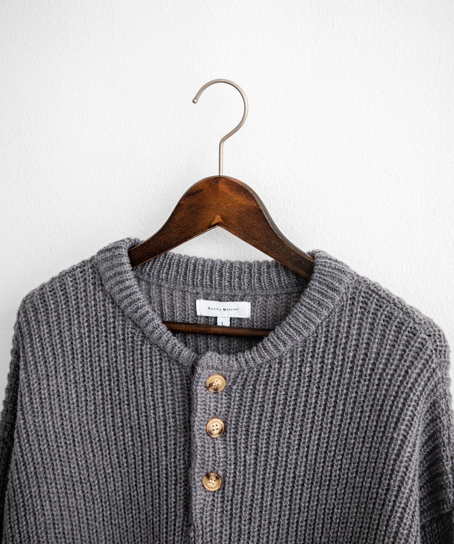 新色追加 オーバーサイズ畦編みヘンリーネックニットセーター	 14554