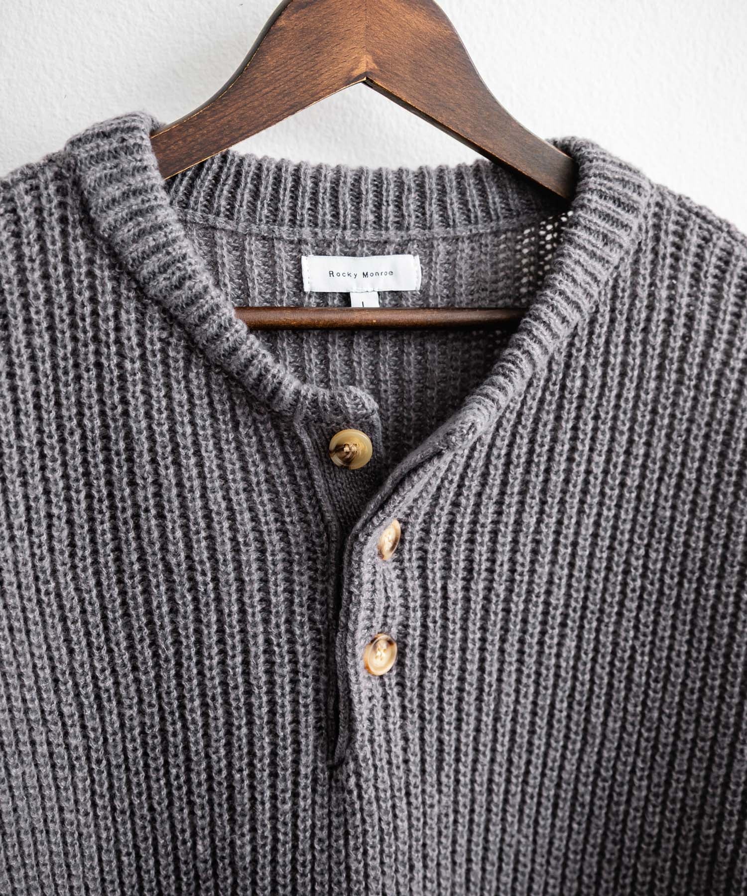 新色追加 オーバーサイズ畦編みヘンリーネックニットセーター	 14554