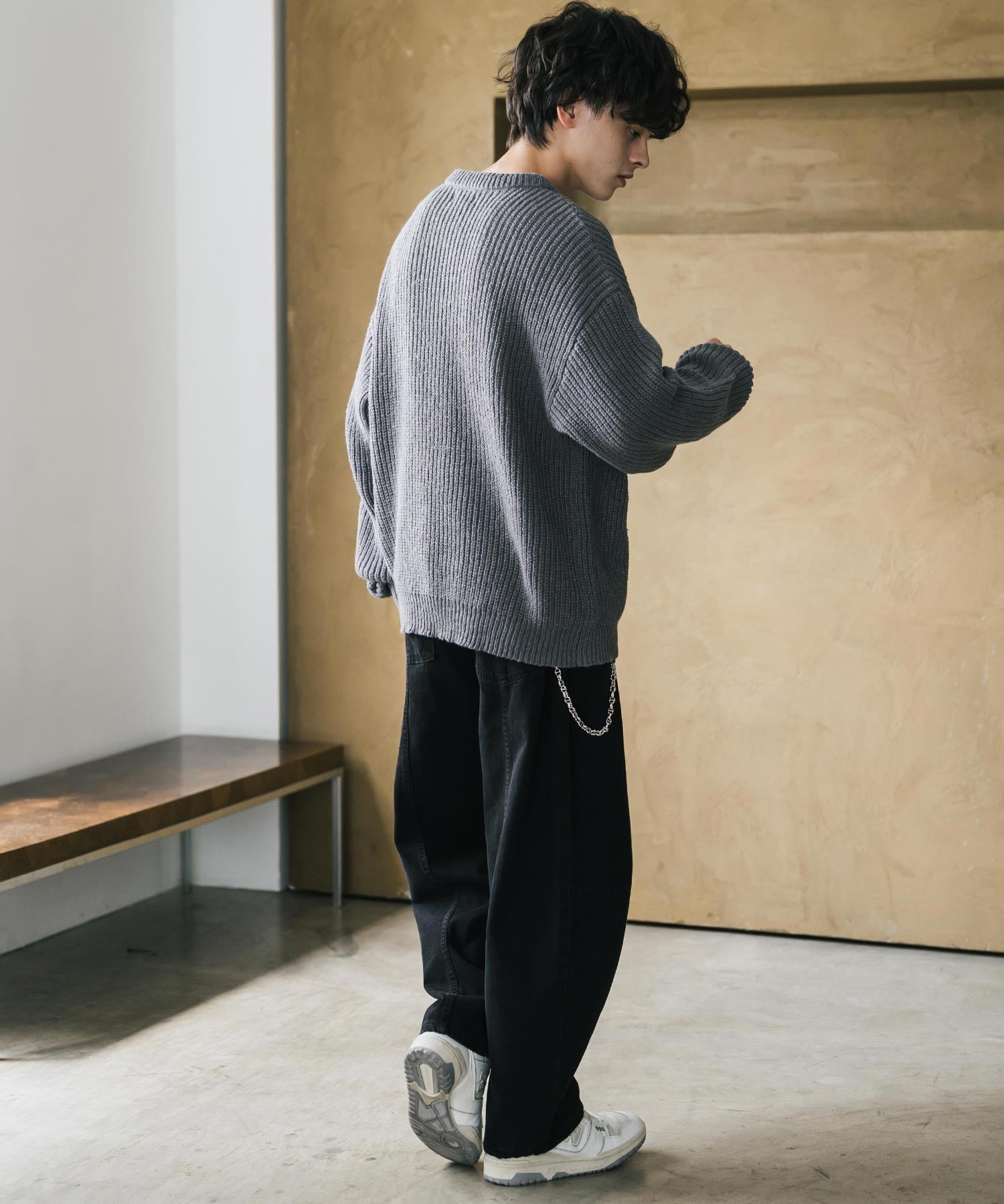 新色追加 オーバーサイズ畦編みヘンリーネックニットセーター	 14554