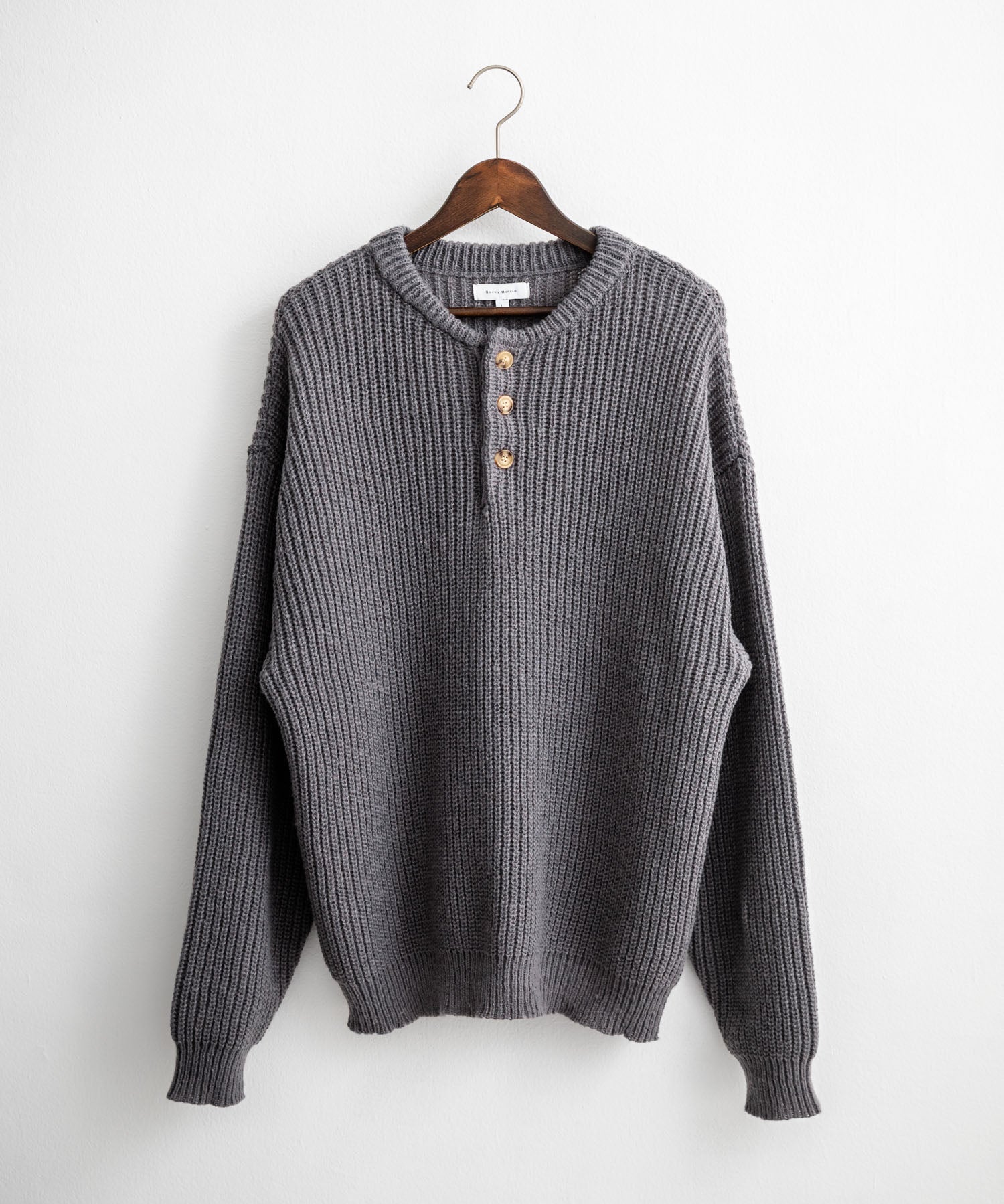 新色追加 オーバーサイズ畦編みヘンリーネックニットセーター	 14554