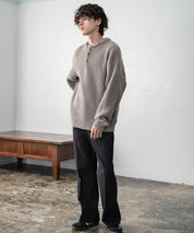 新色追加 オーバーサイズ畦編みヘンリーネックニットセーター	 14554