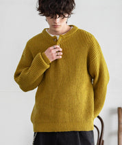 新色追加 オーバーサイズ畦編みヘンリーネックニットセーター	 14554