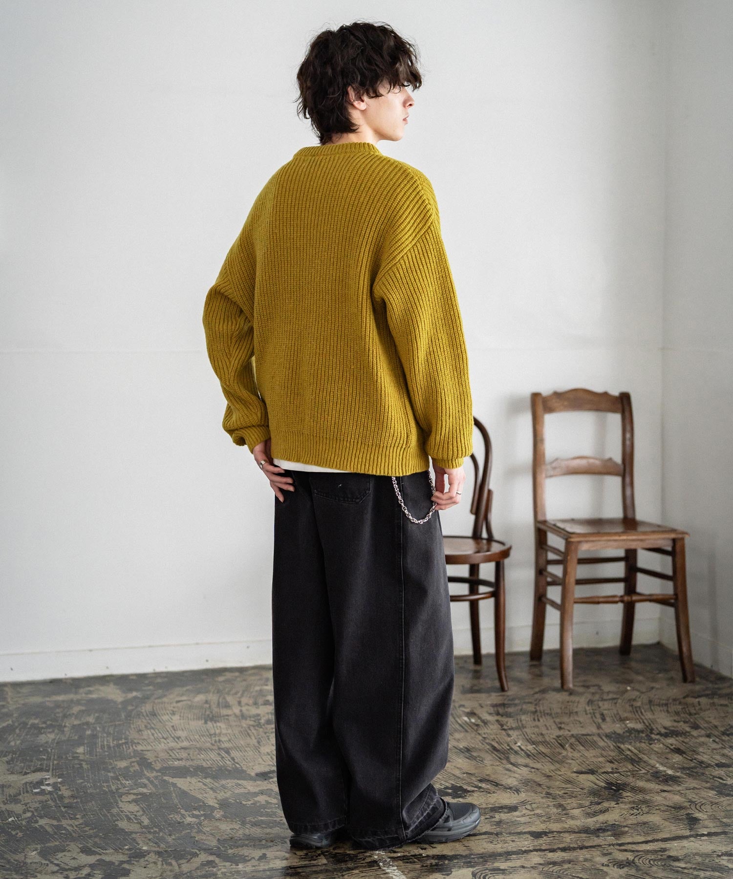 新色追加 オーバーサイズ畦編みヘンリーネックニットセーター	 14554