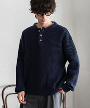 新色追加 オーバーサイズ畦編みヘンリーネックニットセーター	 14554