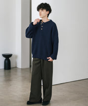 新色追加 オーバーサイズ畦編みヘンリーネックニットセーター	 14554