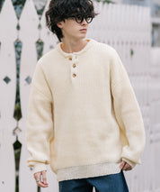 新色追加 オーバーサイズ畦編みヘンリーネックニットセーター	 14554