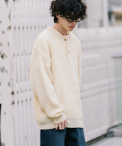 新色追加 オーバーサイズ畦編みヘンリーネックニットセーター	 14554