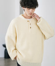新色追加 オーバーサイズ畦編みヘンリーネックニットセーター	 14554