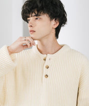 新色追加 オーバーサイズ畦編みヘンリーネックニットセーター	 14554