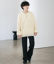 新色追加 オーバーサイズ畦編みヘンリーネックニットセーター	 14554