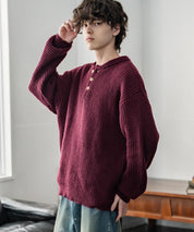 新色追加 オーバーサイズ畦編みヘンリーネックニットセーター	 14554