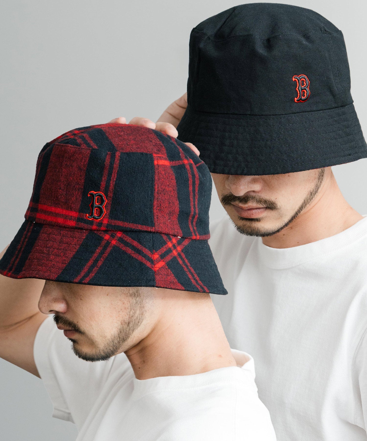 MLB Korea エムエルビーコリア Reversible Bucket Hat ワンポイントロゴ刺繍/チェック柄 リバーシブルバケットハット 14605