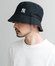 MLB Korea エムエルビーコリア Reversible Bucket Hat ワンポイントロゴ刺繍/チェック柄 リバーシブルバケットハット 14605