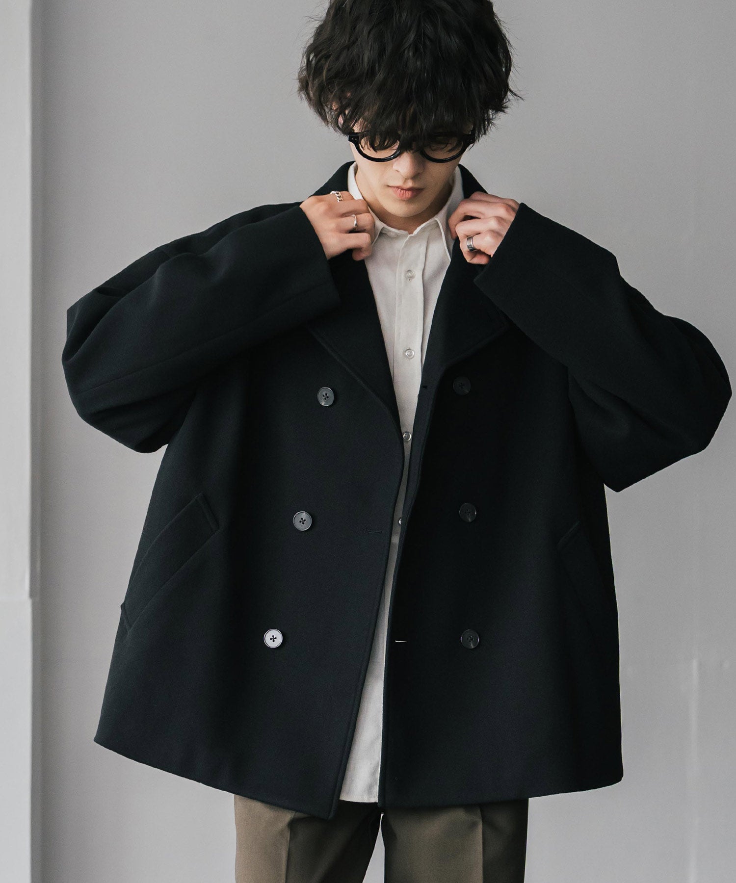 94aw/ストーンアイランド/ダブルブレストＰコート/マッシモオスティーXL黒 94aw/ストーンアイランド/ダブルブレストPコート/マッシモオスティー