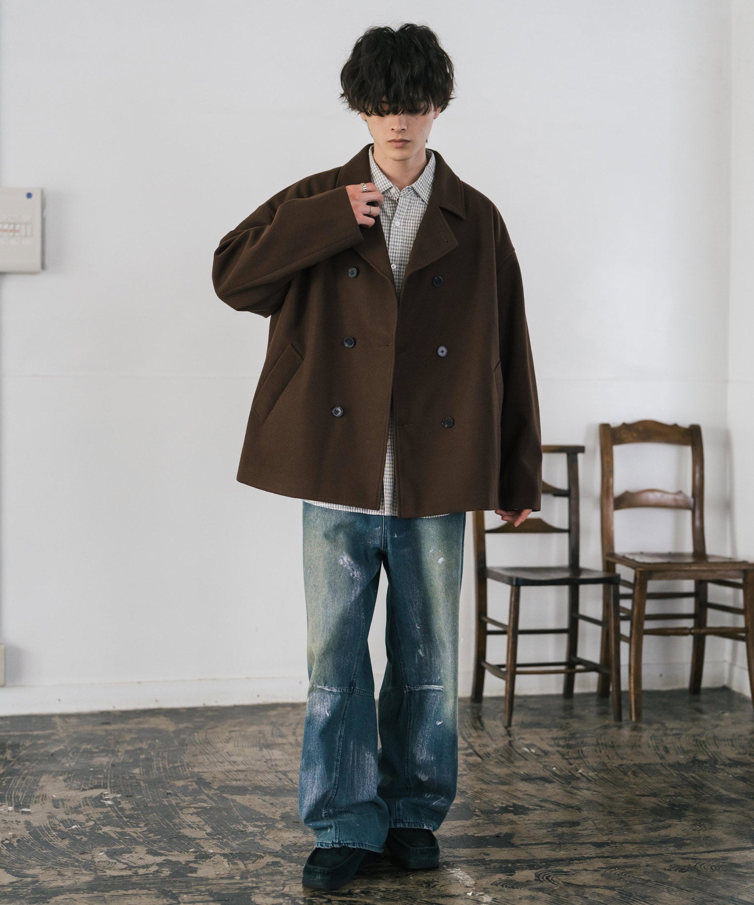 Namacheko ブラウン ダブルブレスト ピーコート epnok（エプノック）の