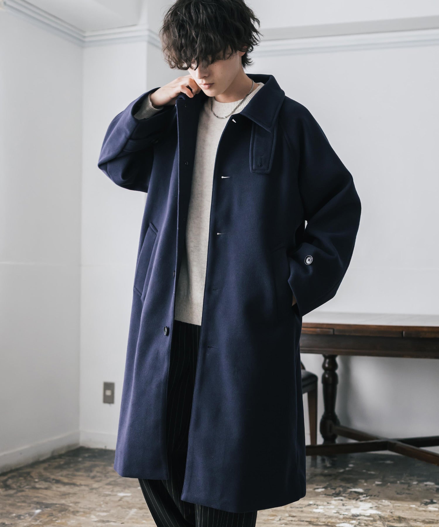 新色追加 オーバーサイズ T/M ラグランロングステンカラーコート/2WAY