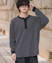 新色追加 オーバーサイズ T/Cワッフルヘンリーネック長袖Tシャツ 14620